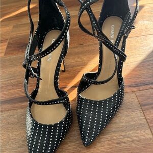 Gianni Bini Black and White Polka Dot Heels